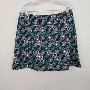 Ekouaer Tennis Golf Athletic Skort Women's XXL Blue & White Geo Mini Stretch EUC